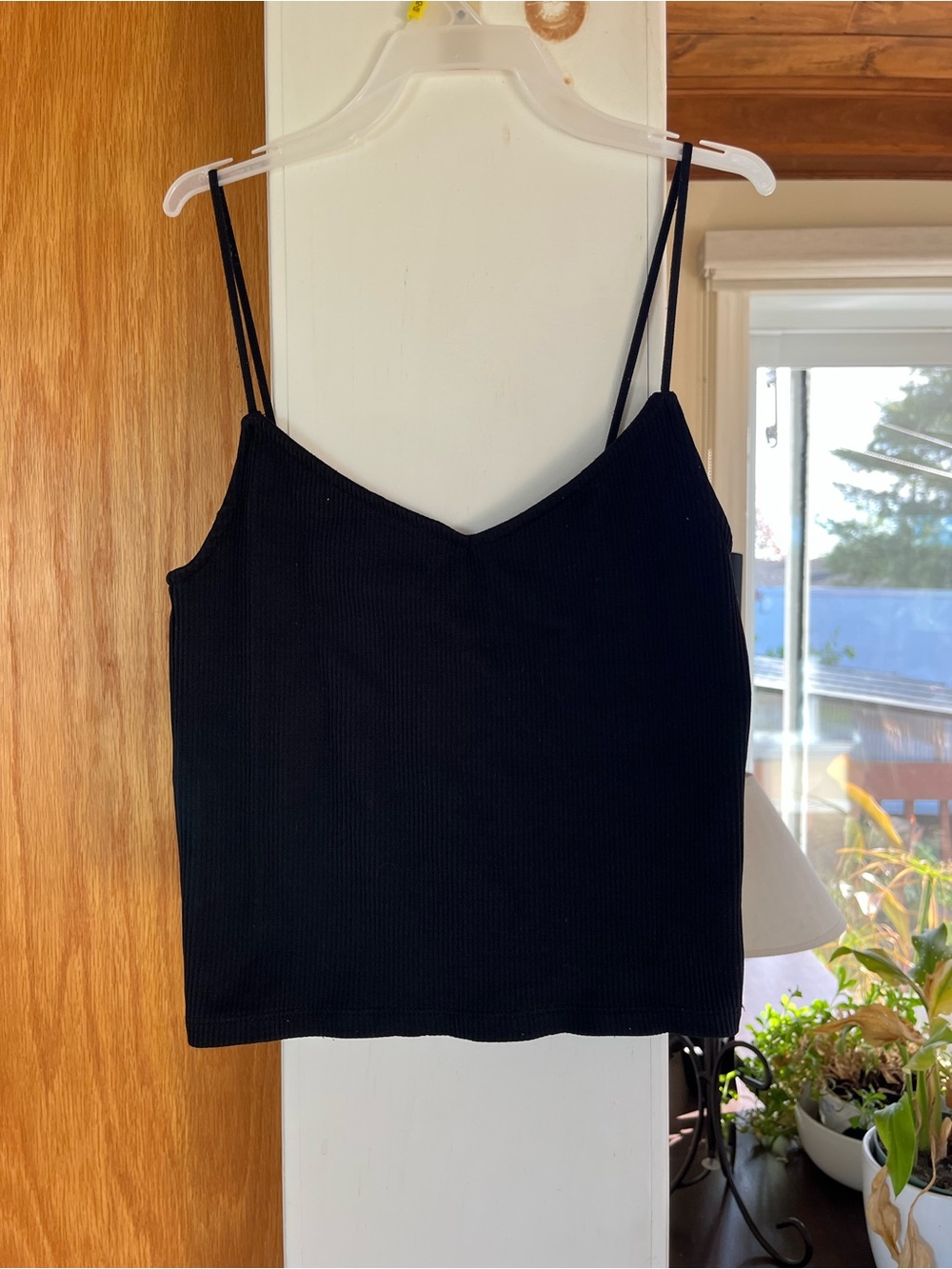 Classic Black Ribbed Spaghetti-Strap Tank Top